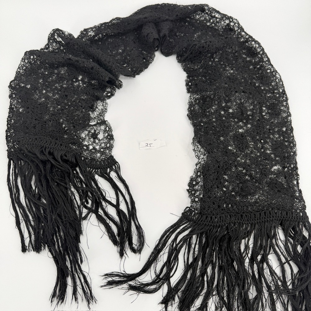 Unbranded Lace Scarf Fringe Wrap Shawl Victorian Women OS Black Accessory